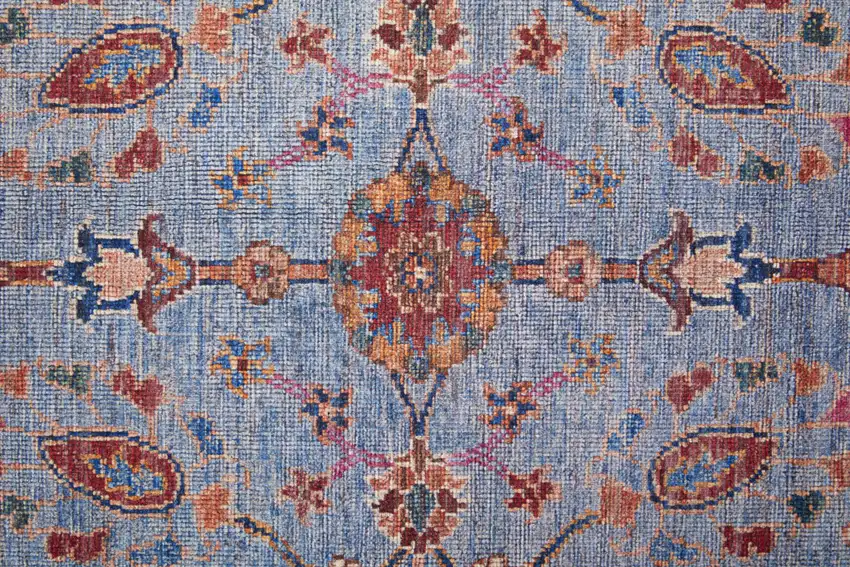 Gray Blue And Red Floral Power Loom Area Rug Photo 5