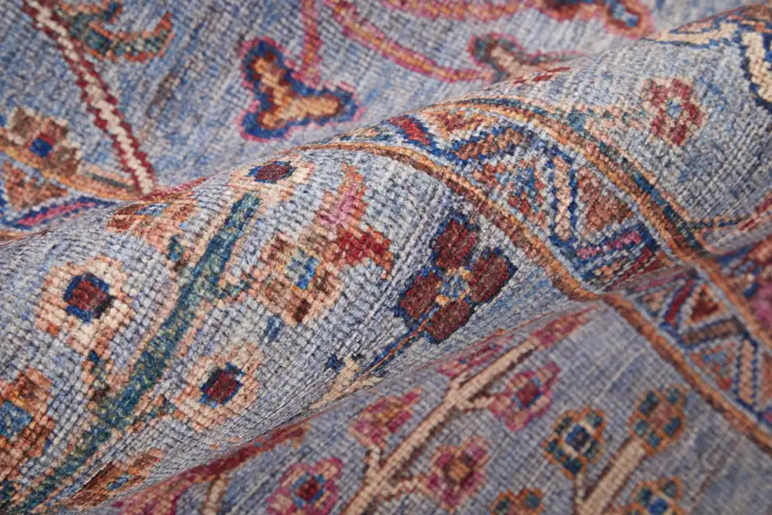 Gray Blue And Red Floral Power Loom Area Rug Photo 4