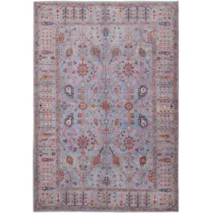 Photo of Gray Blue And Red Floral Power Loom Area Rug