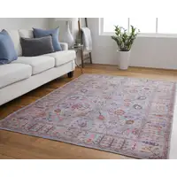 Photo of Gray Blue And Red Floral Power Loom Area Rug