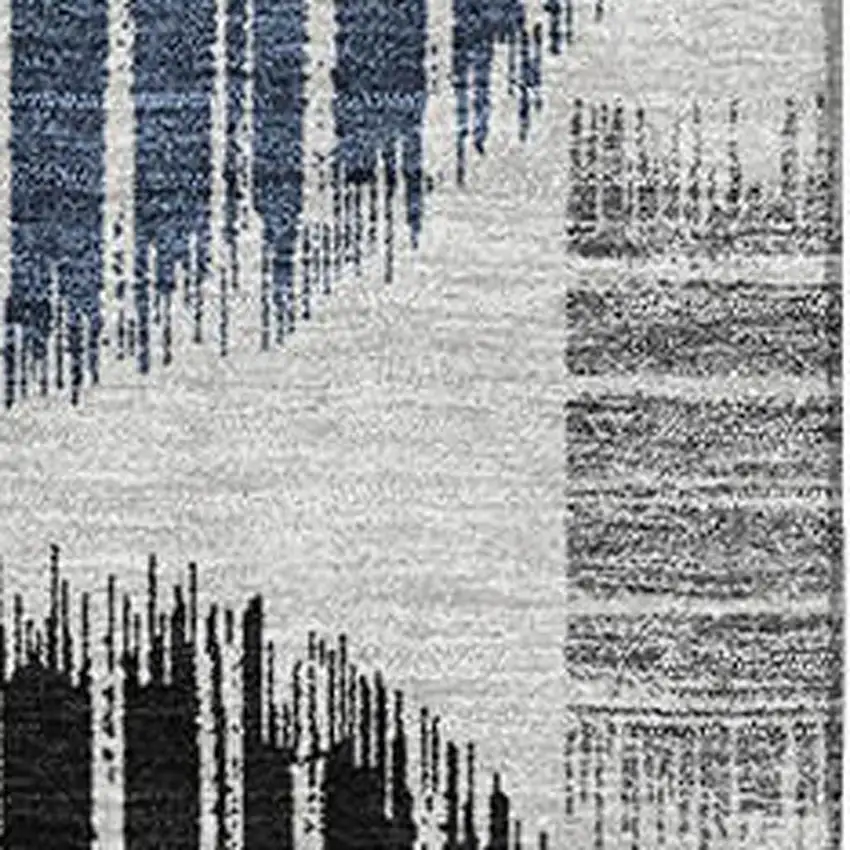 Gray Blue And Silver Geometric Washable Area Rug With UV Protection Photo 3
