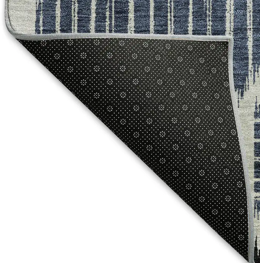 Gray Blue And Silver Geometric Washable Area Rug With UV Protection Photo 7