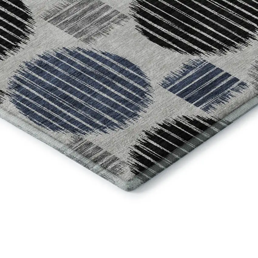 Gray Blue And Silver Geometric Washable Area Rug With UV Protection Photo 8