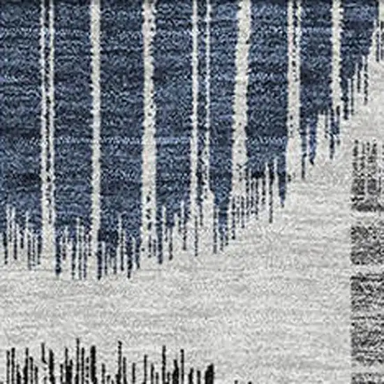 Gray Blue And Silver Geometric Washable Area Rug With UV Protection Photo 3