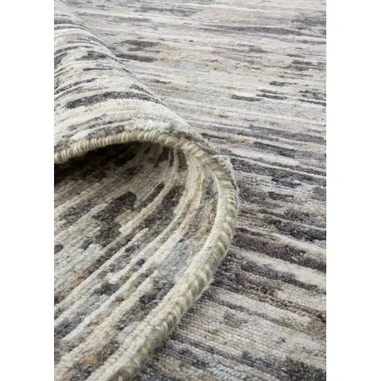 Gray Blue And Silver Wool Abstract Hand Knotted Area Rug Photo 9
