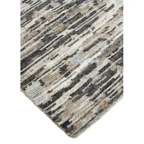 Gray Blue And Silver Wool Abstract Hand Knotted Area Rug Photo 4