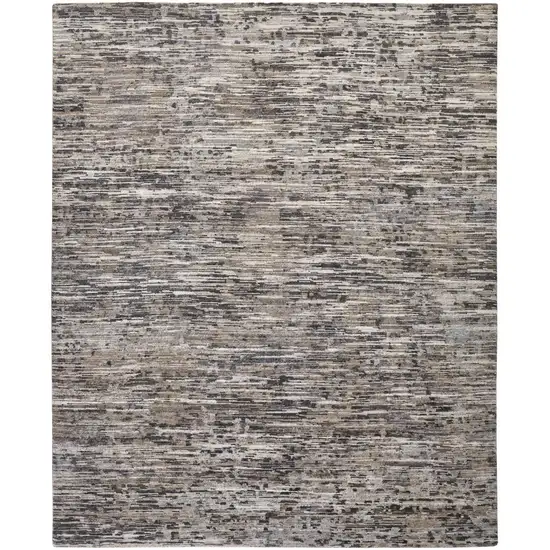 Gray Blue And Silver Wool Abstract Hand Knotted Area Rug Photo 1