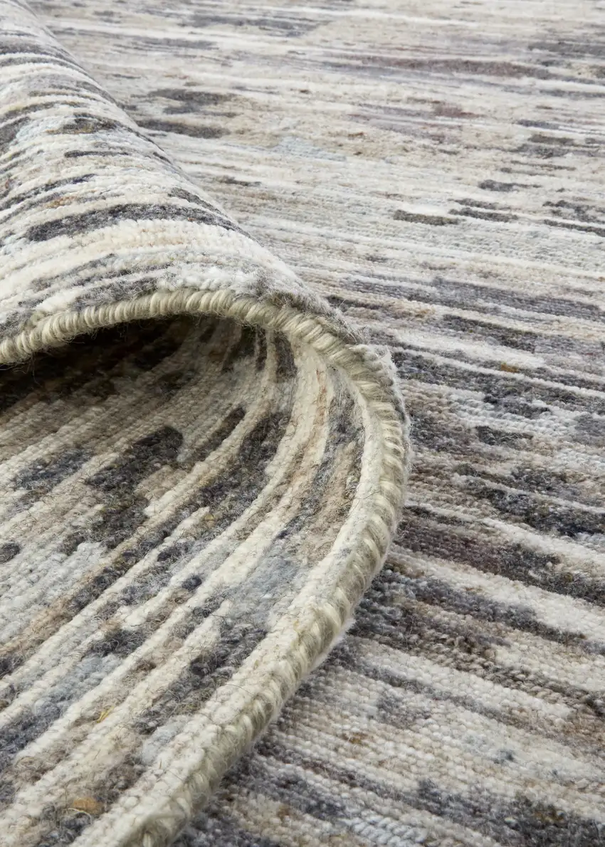 Gray Blue And Silver Wool Abstract Hand Knotted Area Rug Photo 9