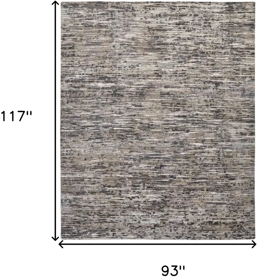 Gray Blue And Silver Wool Abstract Hand Knotted Area Rug Photo 10