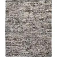 Photo of Gray Blue And Silver Wool Abstract Hand Knotted Area Rug