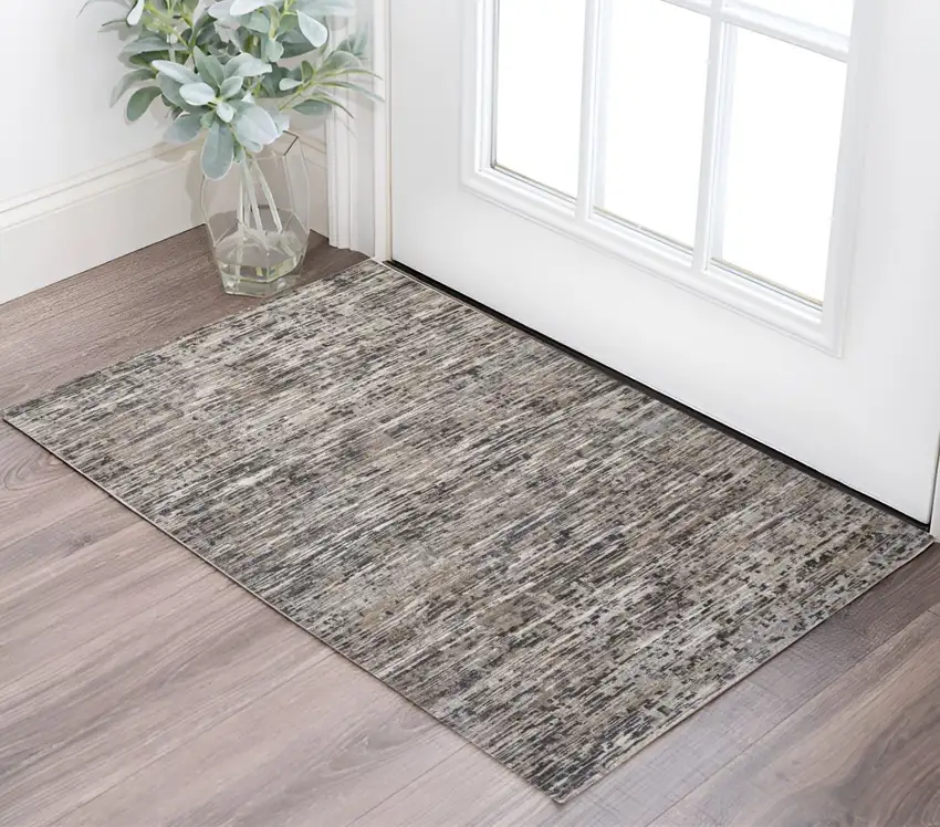 Gray Wool Abstract Hand Knotted Area Rug Photo 1