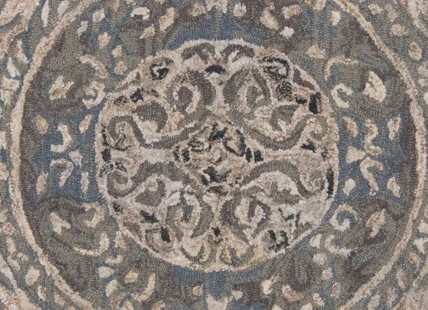 Gray Blue And Taupe Wool Abstract Tufted Handmade Stain Resistant Area Rug Photo 7