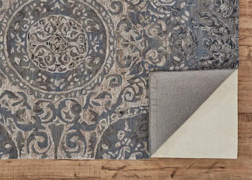 Gray Blue And Taupe Wool Abstract Tufted Handmade Stain Resistant Area Rug Photo 3