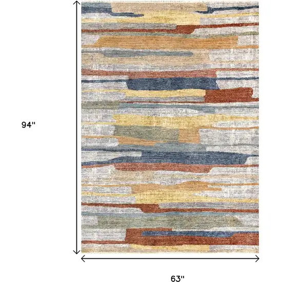 Gray Blue And Yellow Abstract Area Rug Photo 3