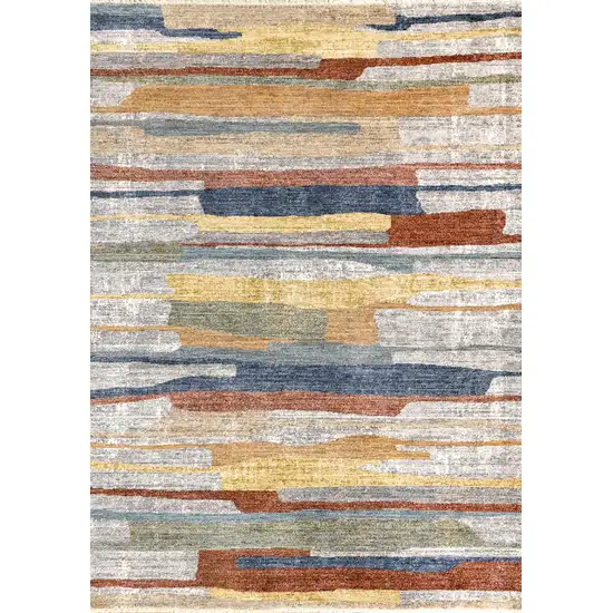 Gray Blue And Yellow Abstract Area Rug Photo 2