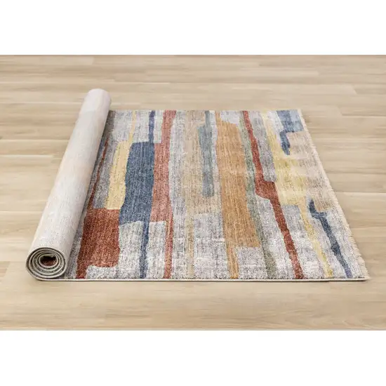 Gray Blue And Yellow Abstract Area Rug Photo 9