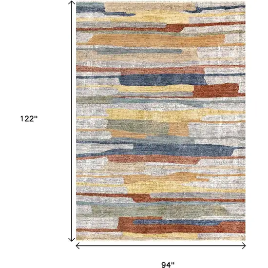 Gray Blue And Yellow Abstract Area Rug Photo 3