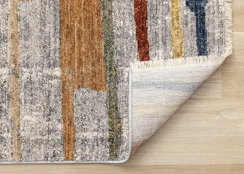 Gray Blue And Yellow Abstract Area Rug Photo 8