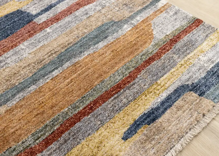 Gray Blue And Yellow Abstract Area Rug Photo 7