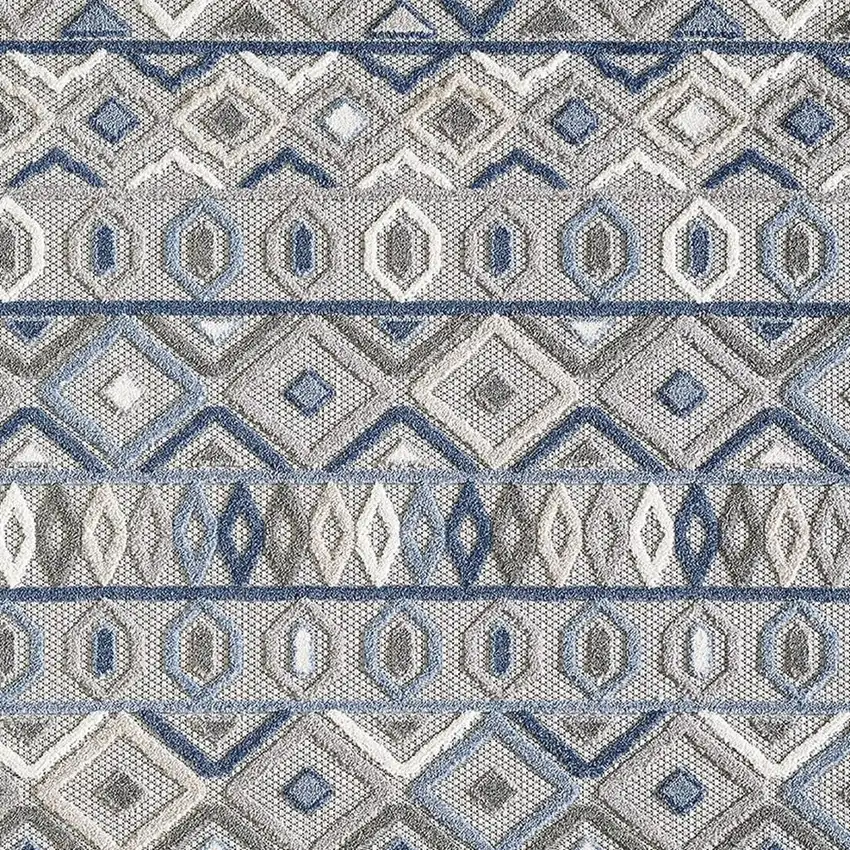 Blue And Gray Abstract Stain Resistant Indoor Outdoor Area Rug Photo 4