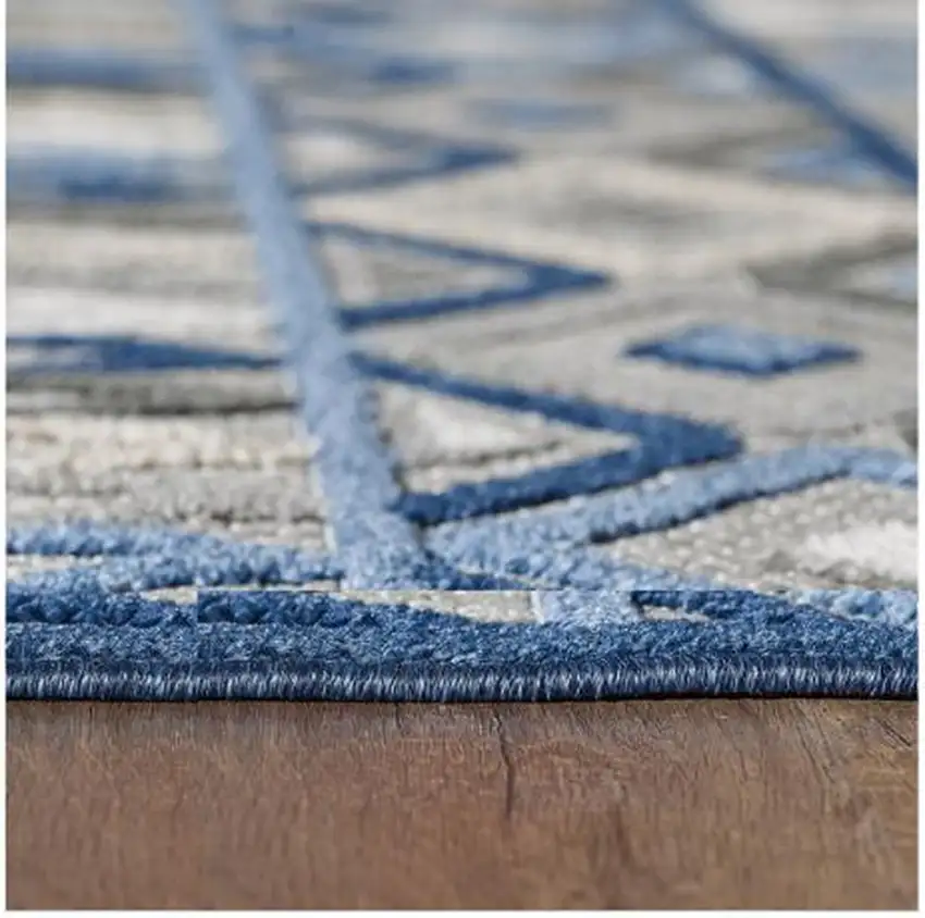 Blue And Gray Abstract Stain Resistant Indoor Outdoor Area Rug Photo 3