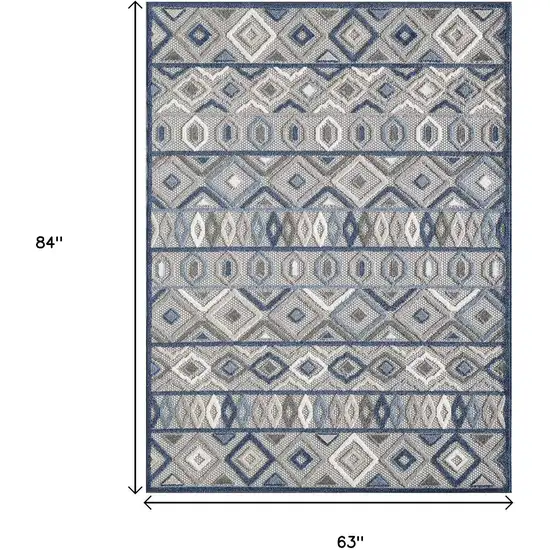 Blue And Gray Abstract Stain Resistant Indoor Outdoor Area Rug Photo 9