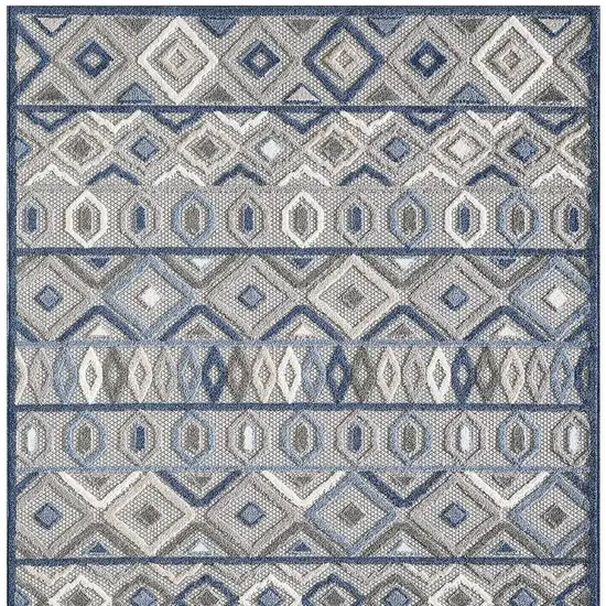 Blue And Gray Abstract Stain Resistant Indoor Outdoor Area Rug Photo 5