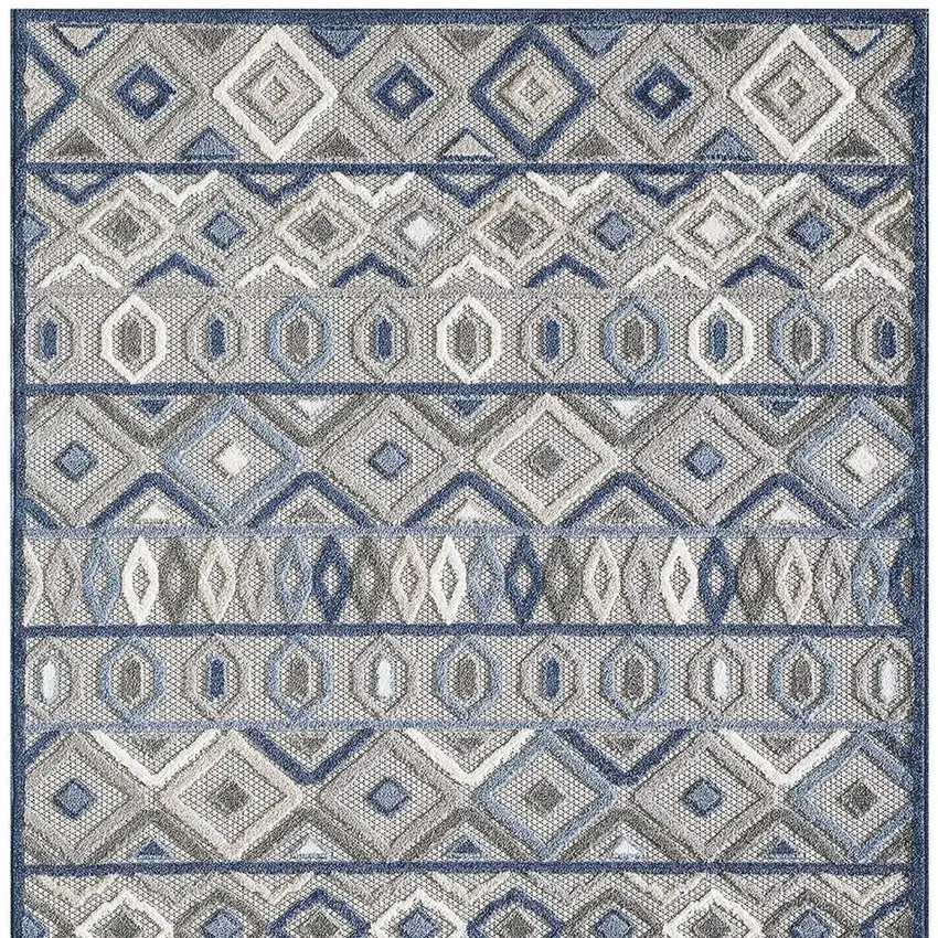 Blue And Gray Abstract Stain Resistant Indoor Outdoor Area Rug Photo 5