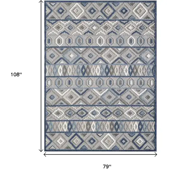 Blue And Gray Abstract Stain Resistant Indoor Outdoor Area Rug Photo 9