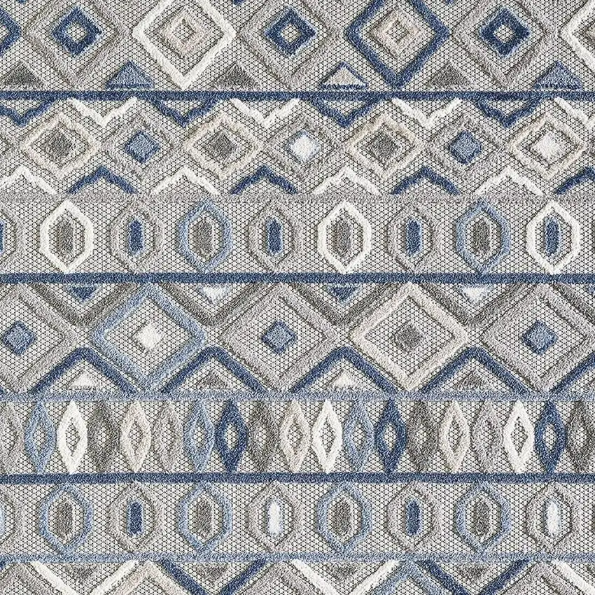 Blue And Gray Abstract Stain Resistant Indoor Outdoor Area Rug Photo 4