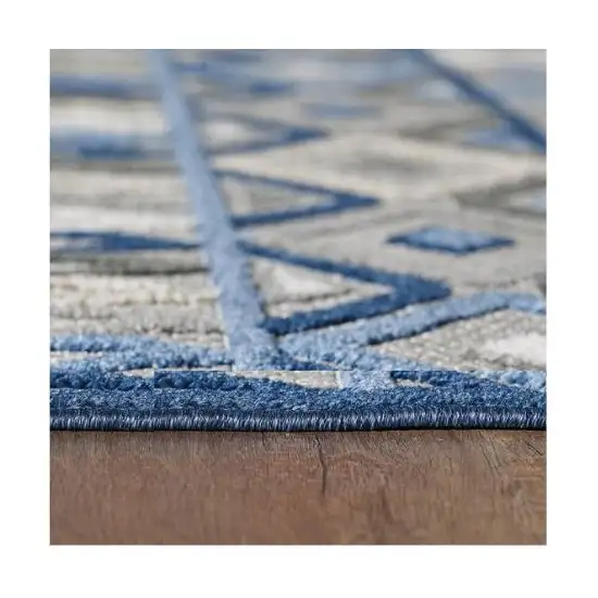 Blue And Gray Abstract Stain Resistant Indoor Outdoor Area Rug Photo 3