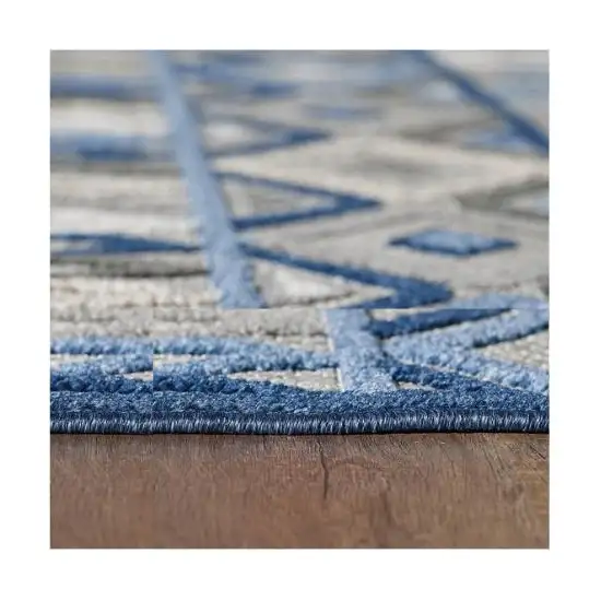 Blue And Gray Abstract Stain Resistant Indoor Outdoor Area Rug Photo 3