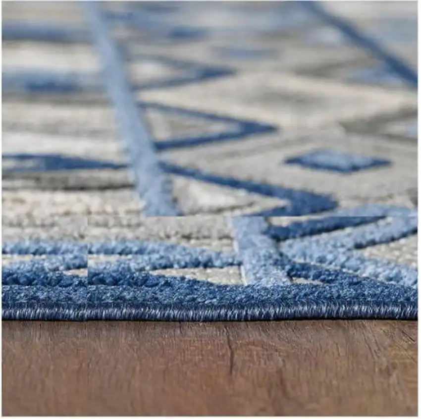 Blue And Gray Abstract Stain Resistant Indoor Outdoor Area Rug Photo 3