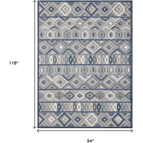 Blue And Gray Abstract Stain Resistant Indoor Outdoor Area Rug Photo 9