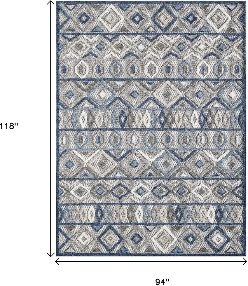 Blue And Gray Abstract Stain Resistant Indoor Outdoor Area Rug Photo 9