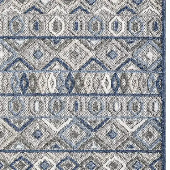 Blue And Gray Abstract Stain Resistant Indoor Outdoor Area Rug Photo 4