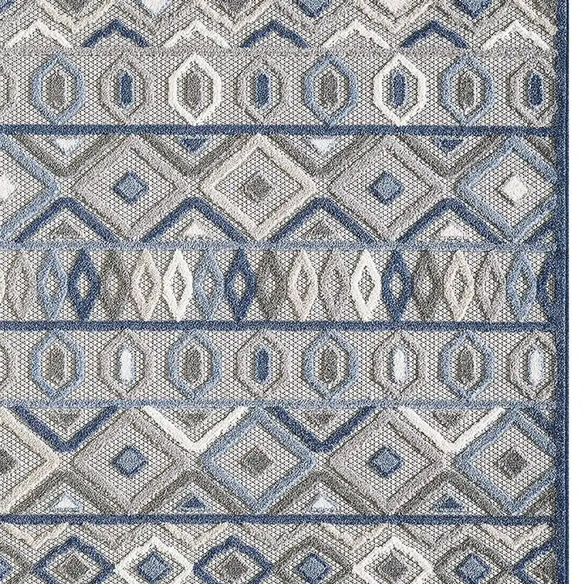 Blue And Gray Abstract Stain Resistant Indoor Outdoor Area Rug Photo 4