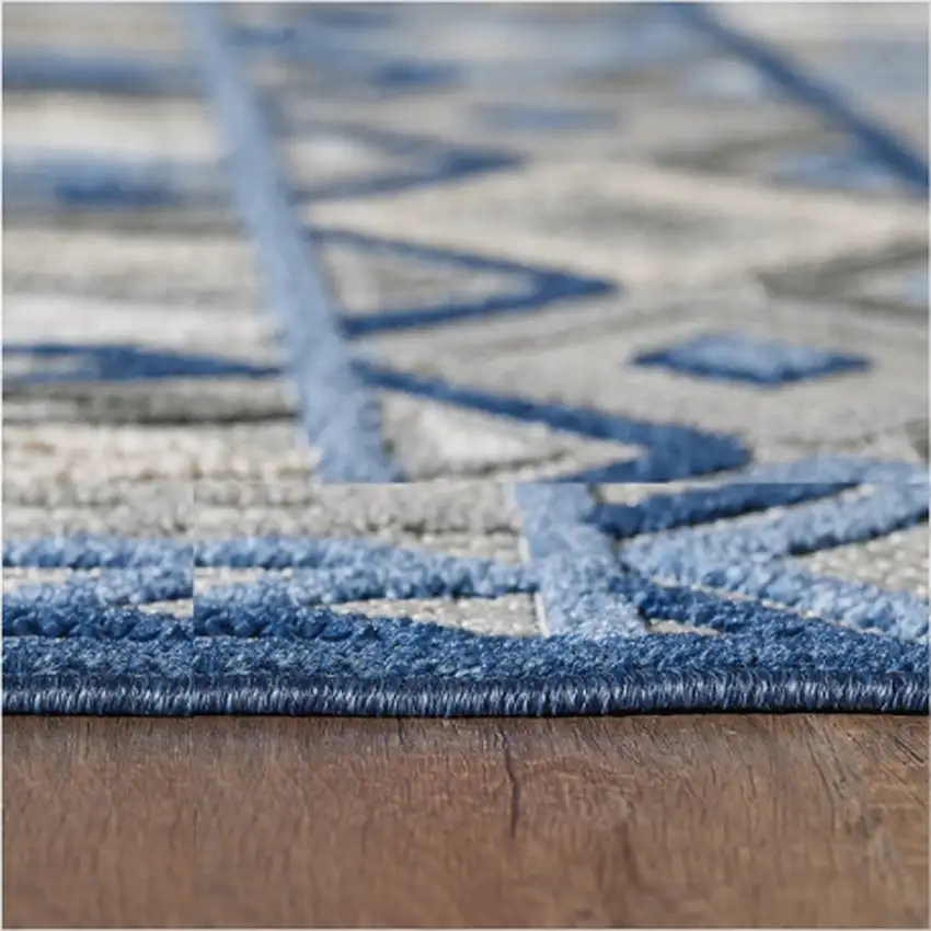 Gray Blue Aztec Pattern Indoor Outdoor Area Rug Photo 8