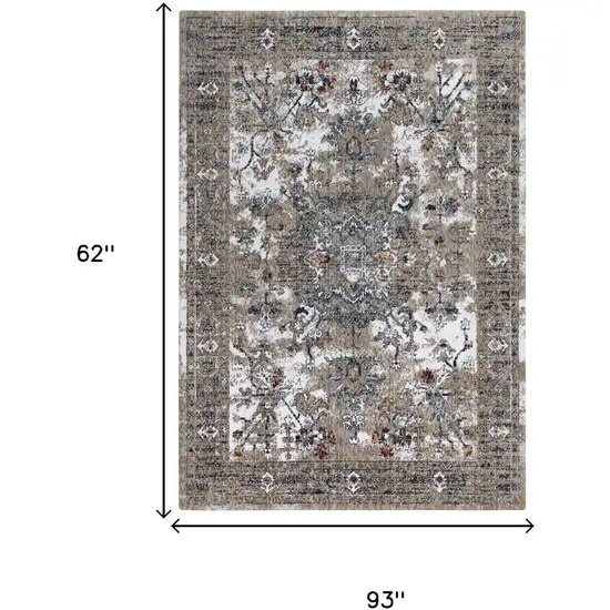 Gray Blue Orange Red And Ivory Medallion Hand Carved Handmade Area Rug Photo 6