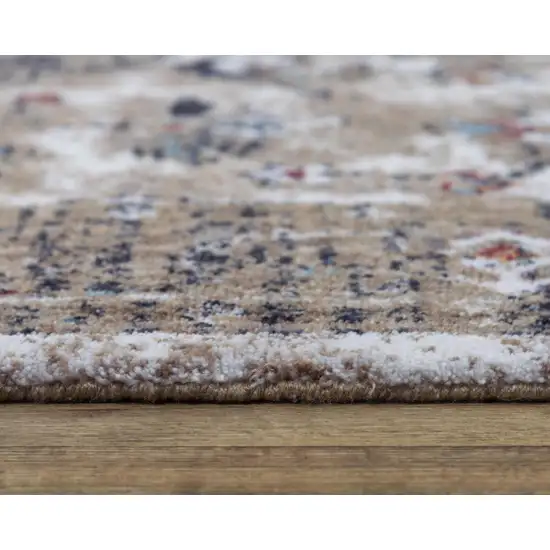 Gray Blue Orange Red And Ivory Medallion Hand Carved Handmade Area Rug Photo 5
