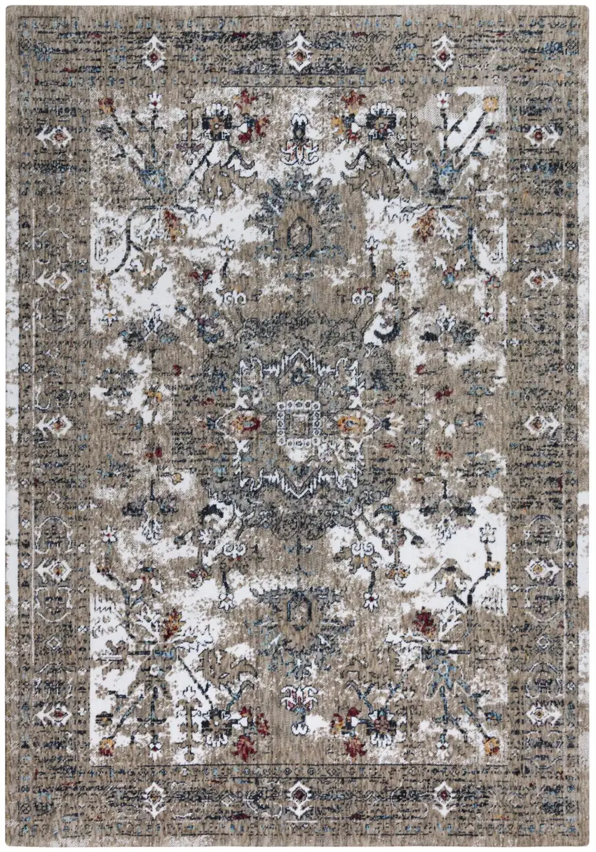 Gray Blue Orange Red And Ivory Medallion Hand Carved Handmade Area Rug Photo 1
