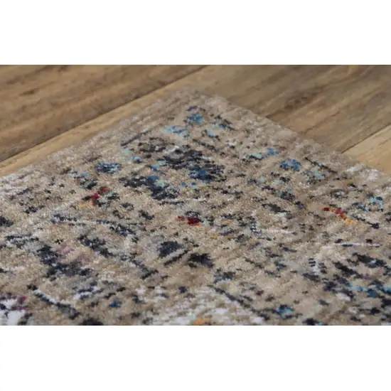 Gray Blue Orange Red And Ivory Medallion Hand Carved Handmade Area Rug Photo 4