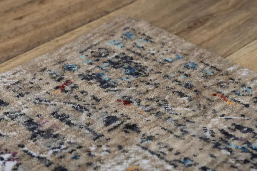 Gray Blue Orange Red And Ivory Medallion Hand Carved Handmade Area Rug Photo 4