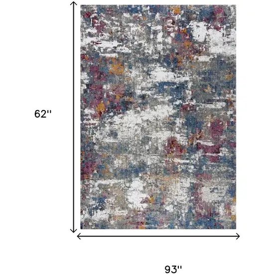 Gray Blue Pink Orange Red And Ivory Abstract Hand Carved Handmade Area Rug Photo 6
