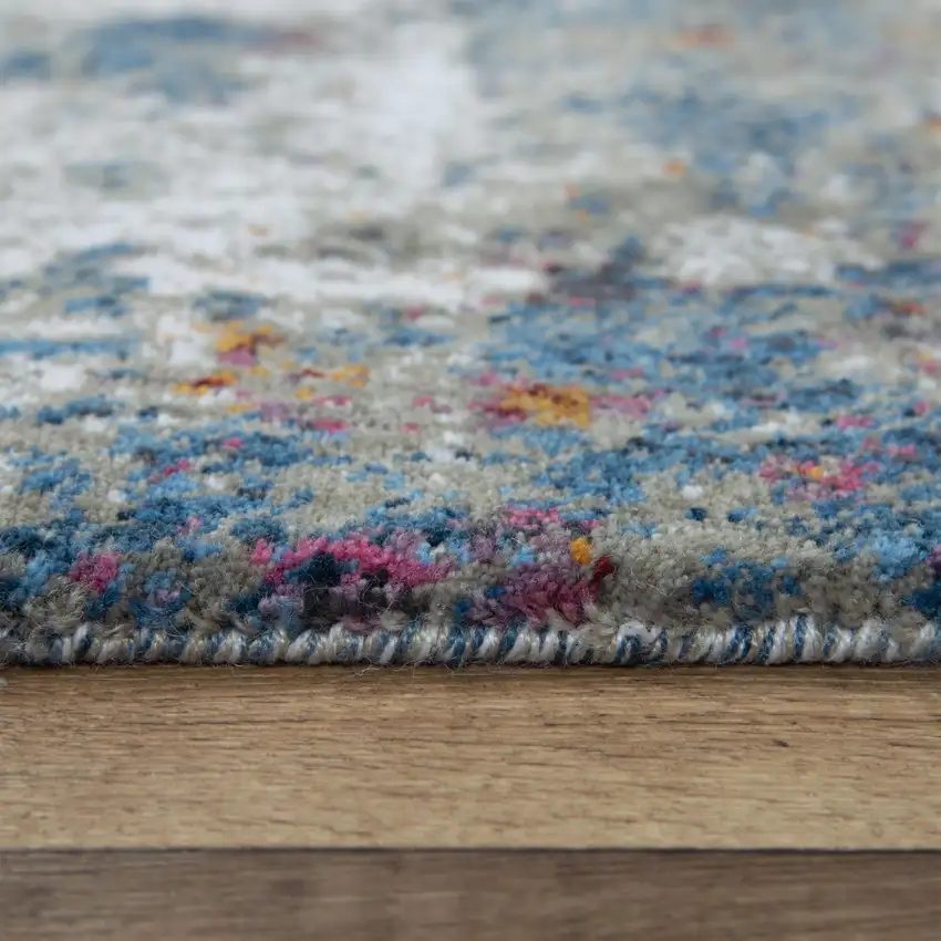 Gray Blue Pink Orange Red And Ivory Abstract Hand Carved Handmade Area Rug Photo 5