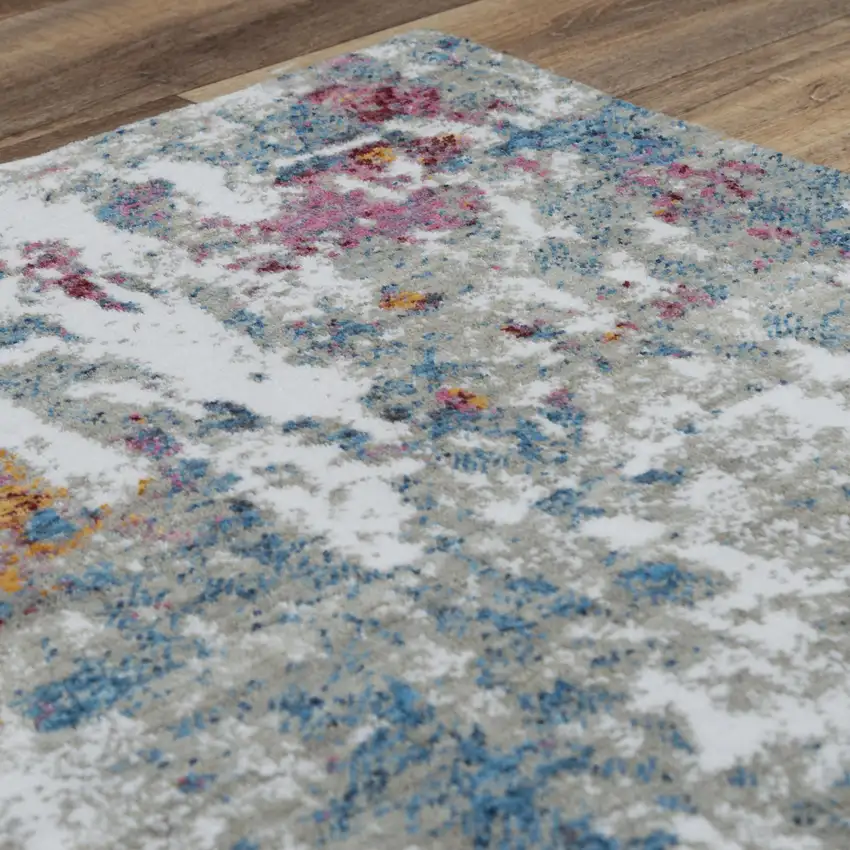 Gray Blue Pink Orange Red And Ivory Abstract Hand Carved Handmade Area Rug Photo 4