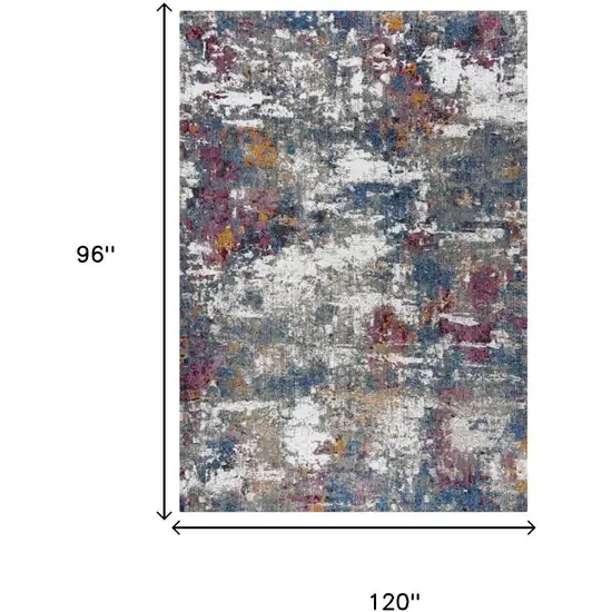 Gray Blue Pink Orange Red And Ivory Abstract Hand Carved Handmade Area Rug Photo 6