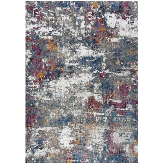 Gray Blue Pink Orange Red And Ivory Abstract Hand Carved Handmade Area Rug Photo 1