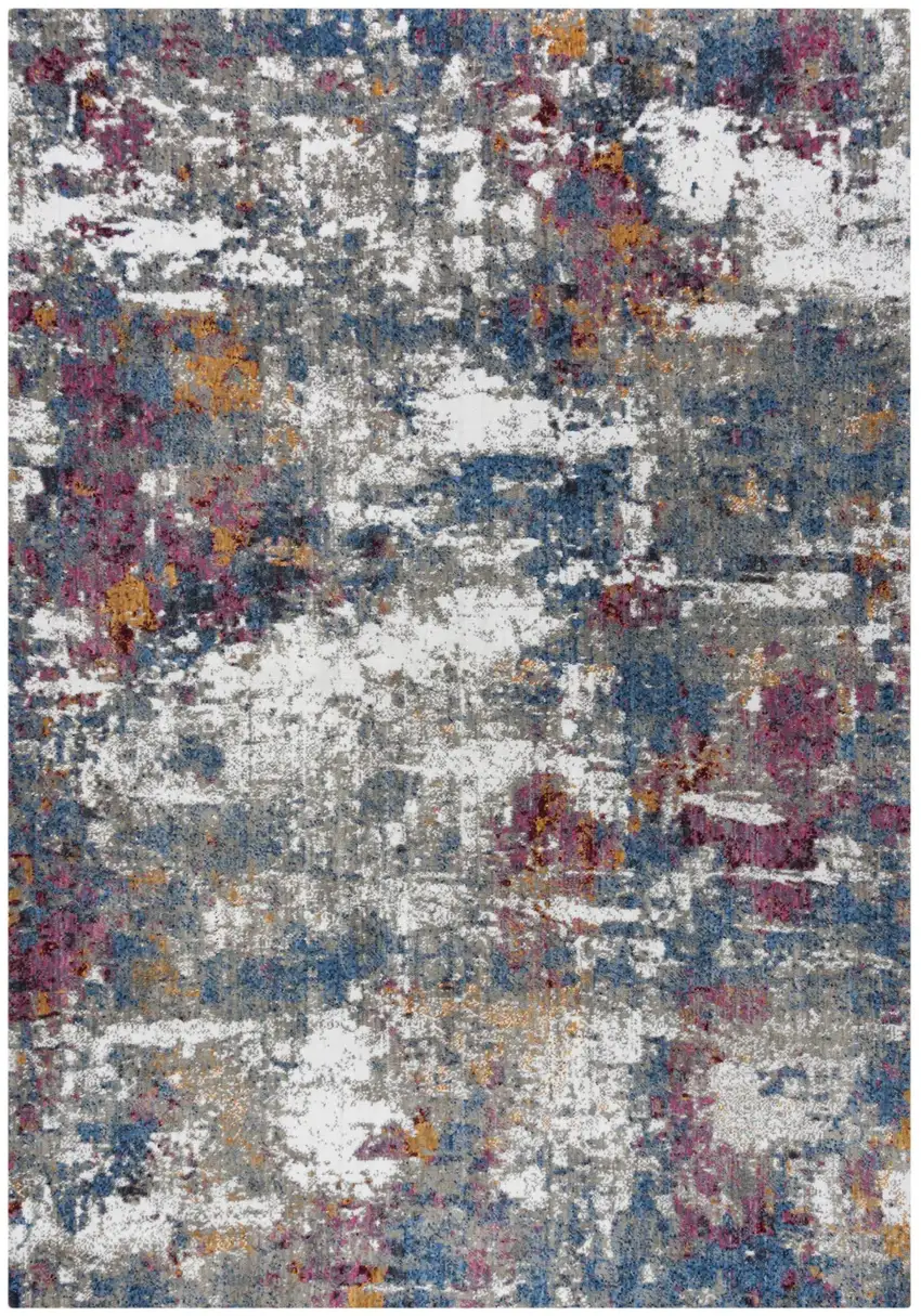 Gray Blue Pink Orange Red And Ivory Abstract Hand Carved Handmade Area Rug Photo 1