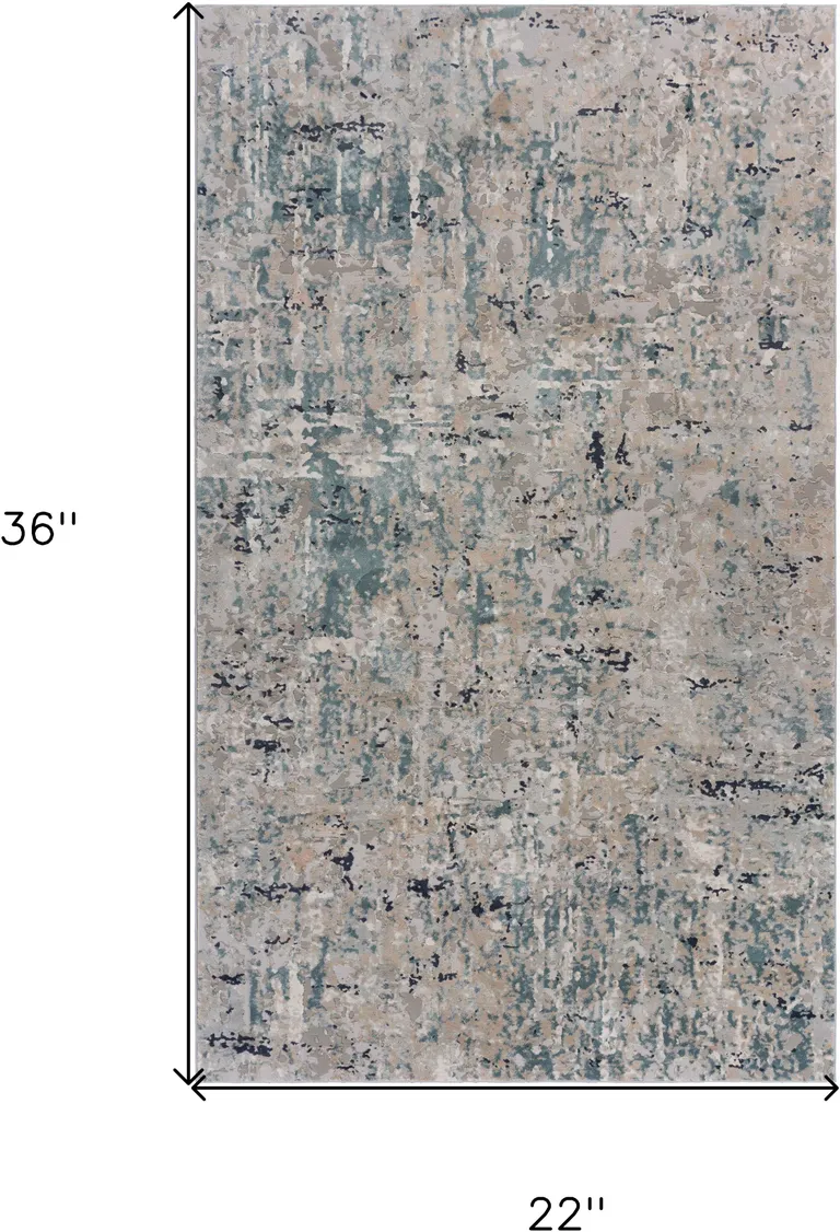 Gray Blue Taupe And Cream Abstract Distressed Stain Resistant Area Rug Photo 5